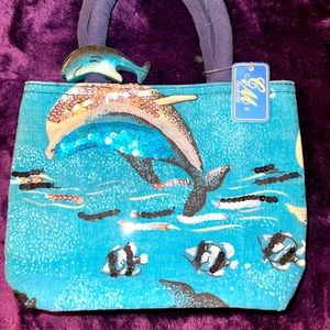 Brand New Sequin Dolphin Mini Tote